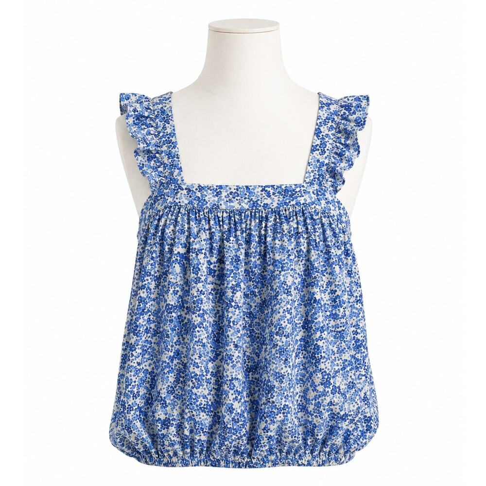Melrose & Market (Nordstrom Brand) Blue Floral Ruffle Tank Top - Size M